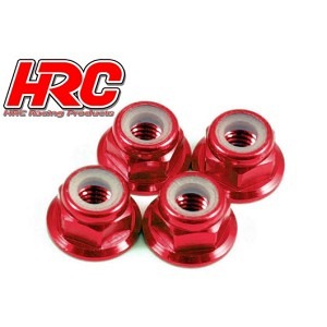Radmutter M4 rot alu mit Bund 4 stk.