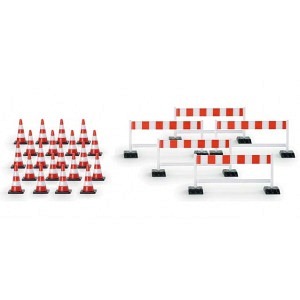 Pylonen und Absperrgitter